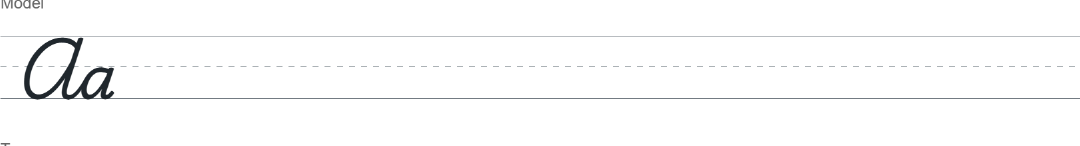 Dark Aa model on handwriting guides